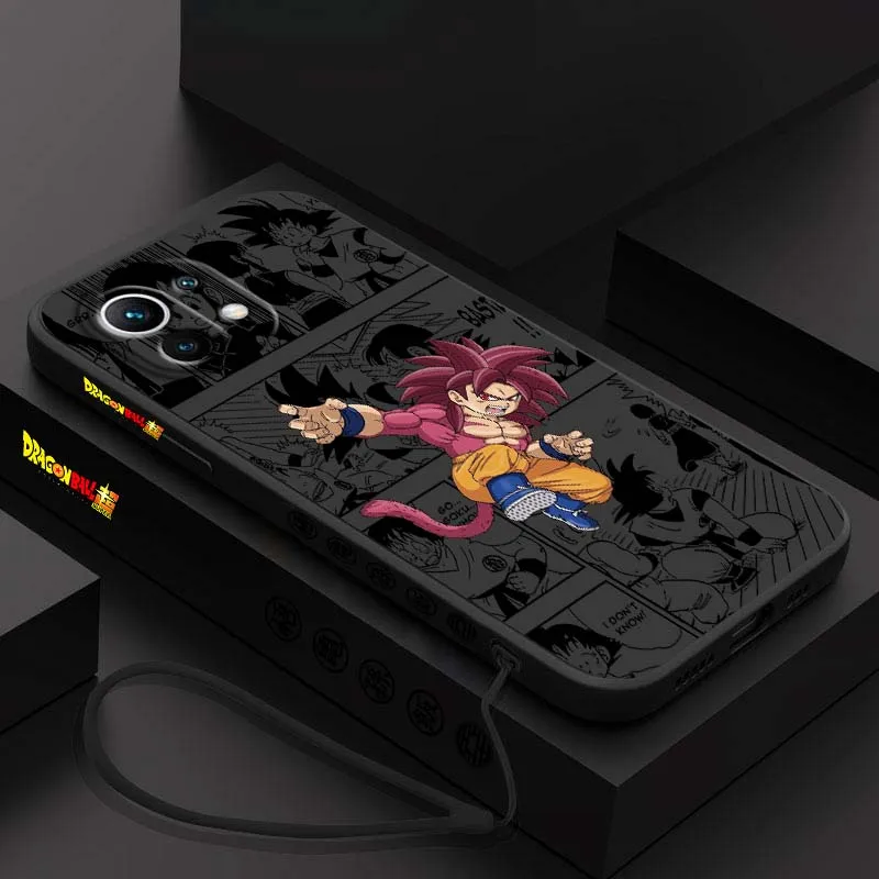 D-Dragon Ball Saiyan Son Goku Art For Xiaomi Mi 17 15 14 13 12 11 9 13T 12T Lite Pro Max 5G Liquid Left Rope Phone case Cover