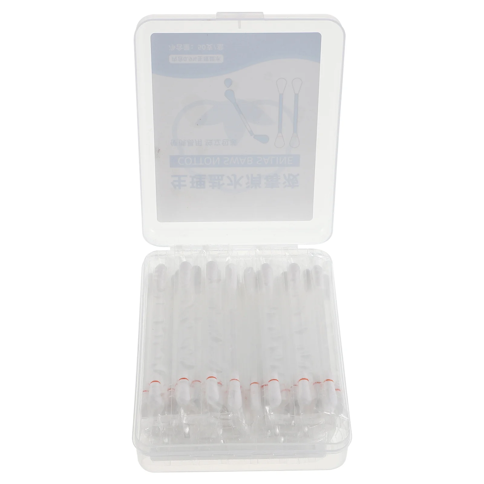 1 صندوق من مسحات القطن المالحة الفسيولوجية تصميم مزدوج الرأس لتنظيف الأنف والعناية بالجروح الطبية المحمولة وإزالة المكياج