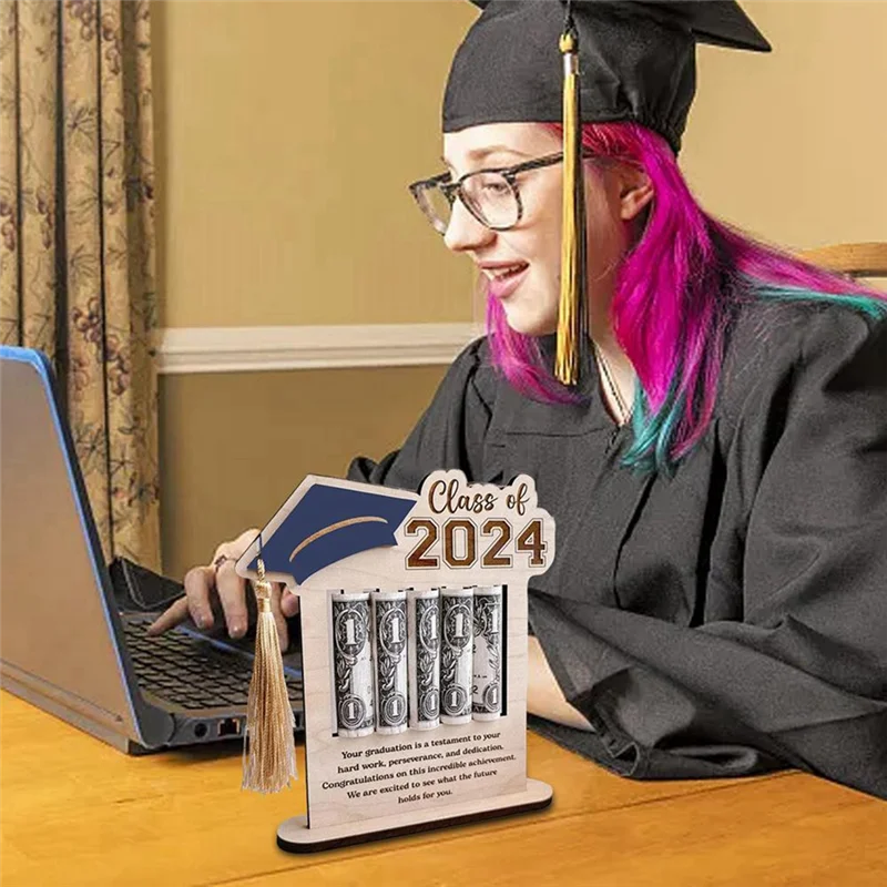 【Подержанные предложения】 Держатель для карточек для денег 2024, держатель для выпускных денег, деревянный зажим для денег в виде поздравительных карточек для домашнего декора рабочего стола, сувениры для вечеринки Du