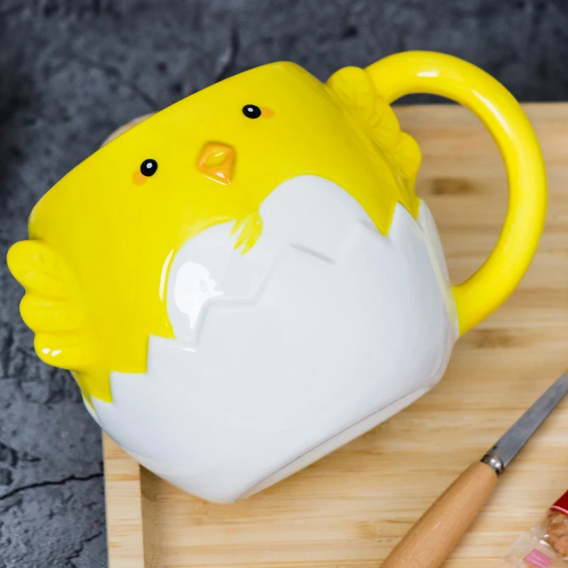 Cute 370ml Cartoon Animal Mug Novelty Ceramic Coffee Mugs with Bunny and Chick Design Creative Chicks Milk Cup for Easter Gift view 5