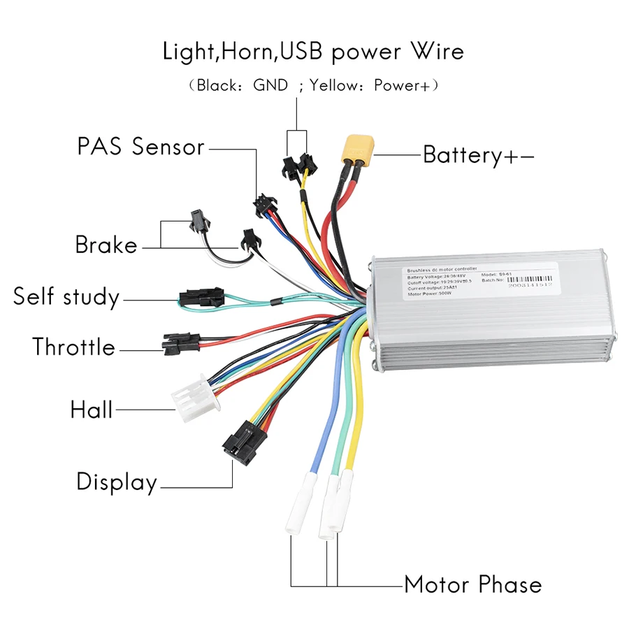 BLDC Electric scooter controller with Display E-bike Brushless Speed driver 24V 36V 48V 350W 500W Ebike Controller Display