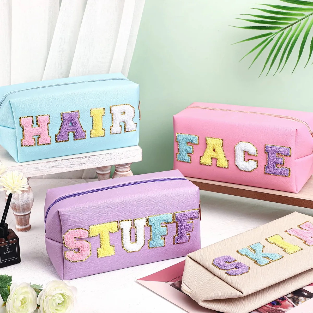 Makeup Bag Travel Toiletry Bag Preppy Cosmetic Bags Organizer Travel Pink Gifts for Women Girlfriend Teacher Mom Brithday Gifts