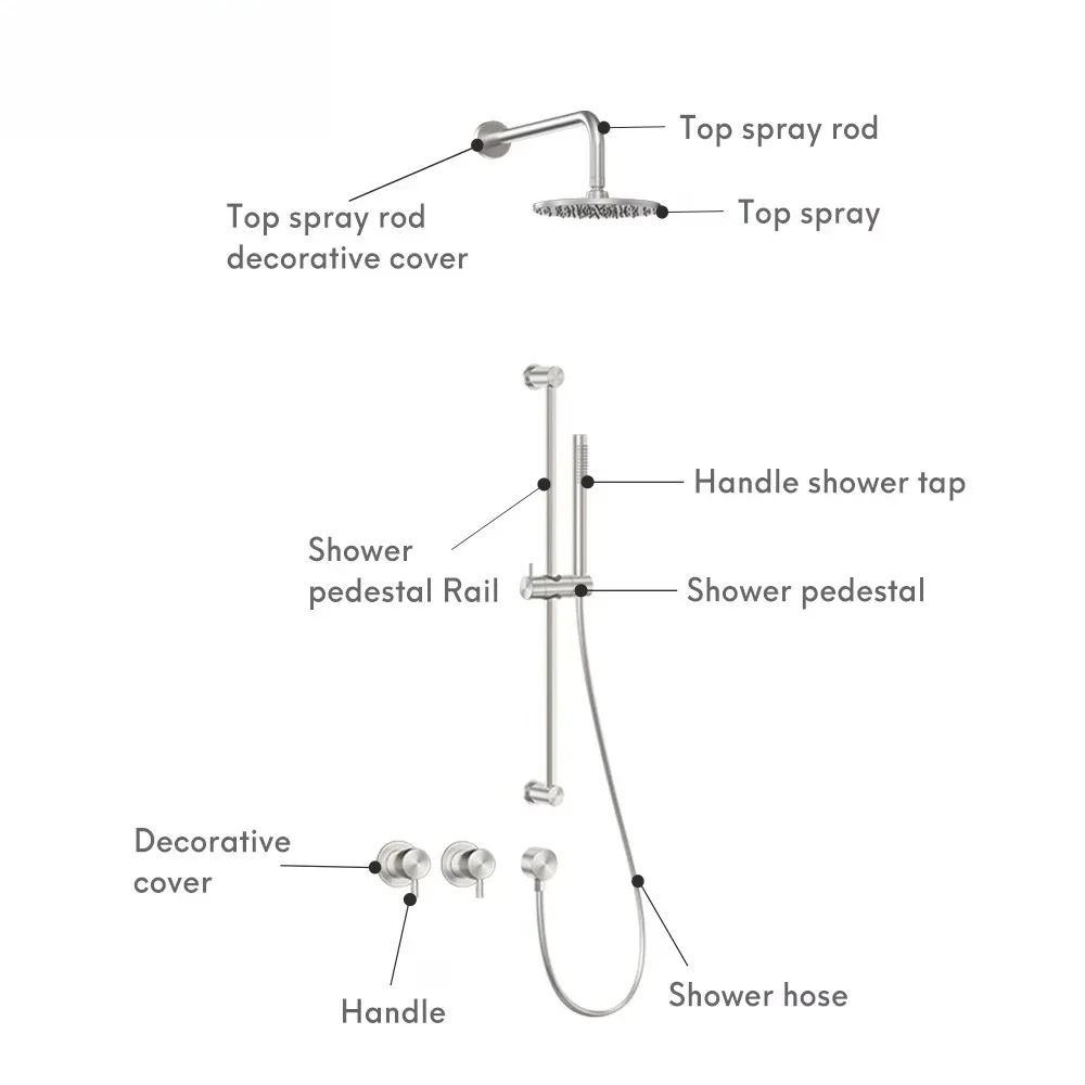 Factory Price Round Shower System Round Rain Shower Head Rainfall Shower Faucet Fixture Combo Set