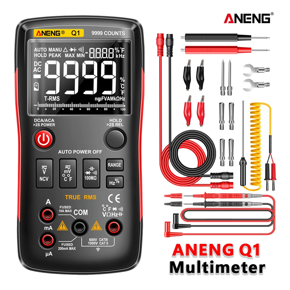 Q1 Digital Multimeter 9999 Analog Tester True RMS Professional Multimetro DIY Transistor Capacitor NCV Testers Lcr Meter