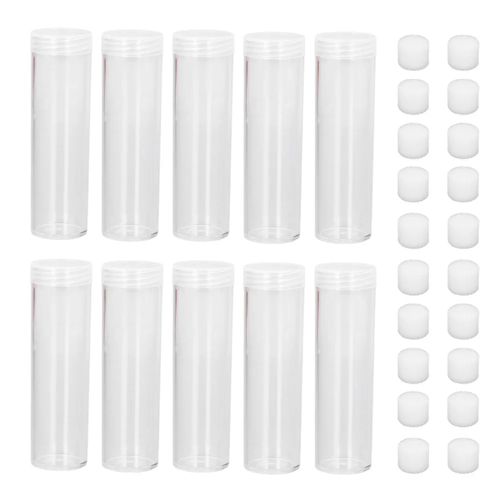 10pcs Round Coin Storage Tubes Clear Screw on Lid Coin Collection Tubes Plastic Reusable Coin Container Tubes