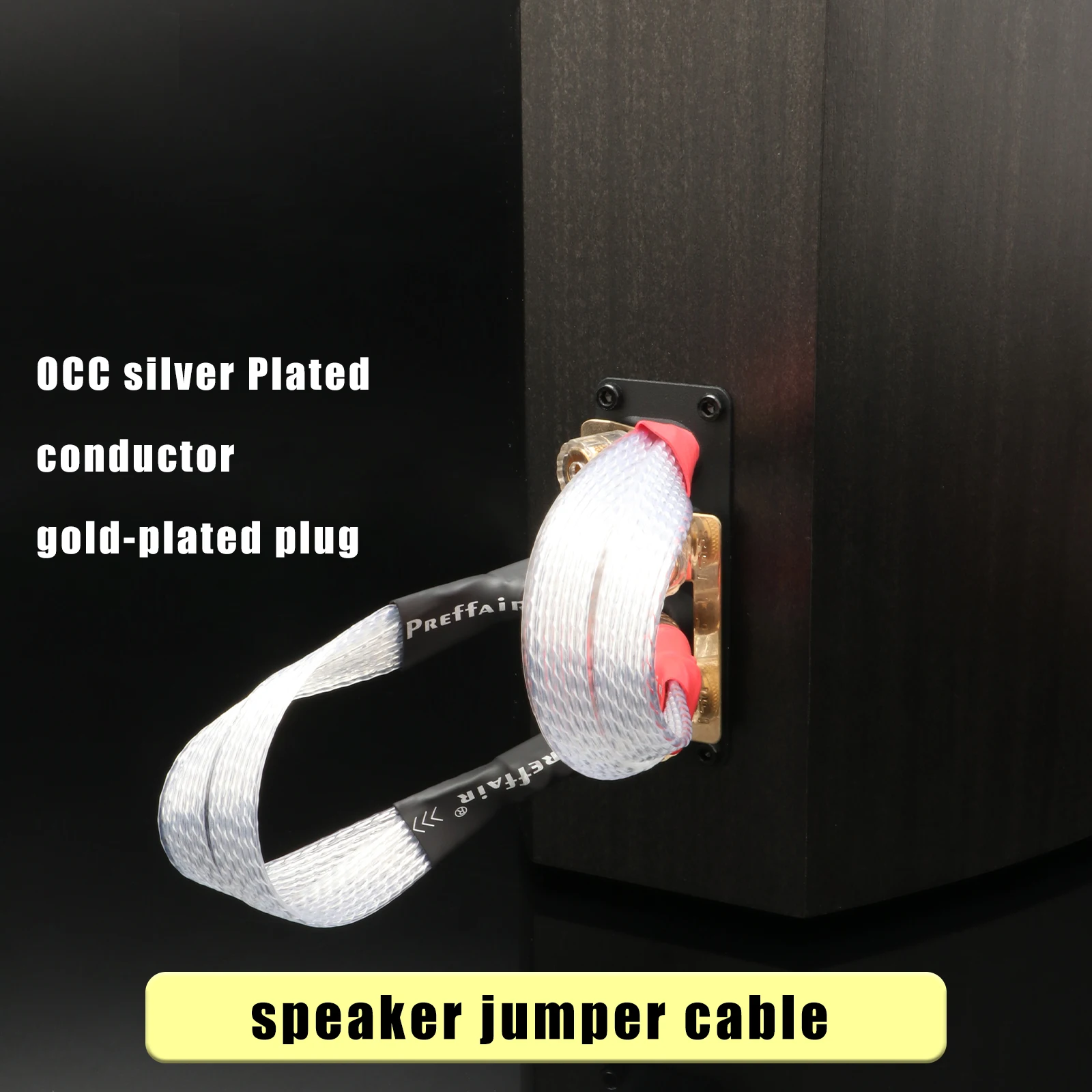 HIFI Speaker Jumper Cable Y Spade to Banana Bridge Cable OCC Silver Plated Conductor with Pure Copper Gold Plated Connectors