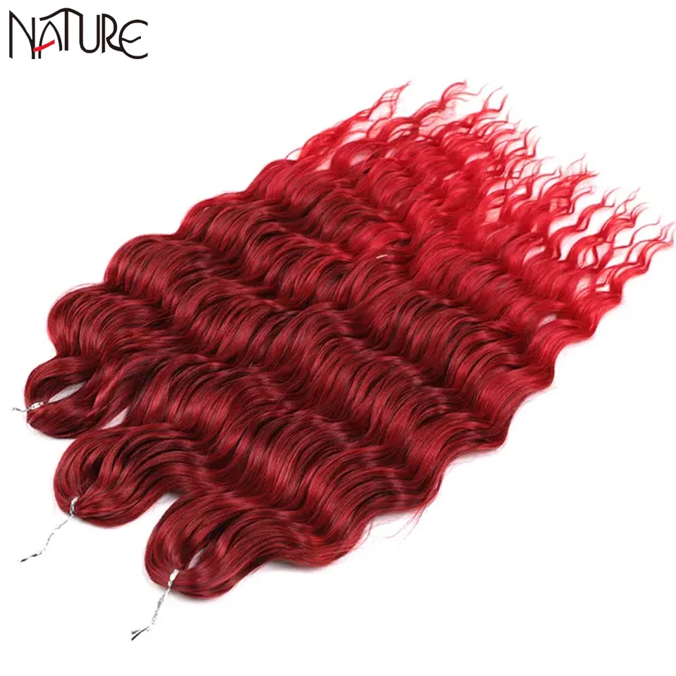 NATURE Anna-Extensions de Cheveux Synthétiques Ondulés, Tressage au Crochet, Cheveux Ondulés, Ombre, Rouge, Blonde, 24 Pouces