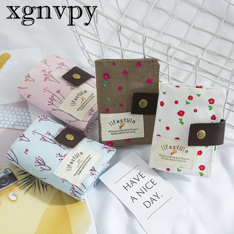 xgnvpy Korean version of the new pastoral floral canvas card holder women multi card bag student credit card bag