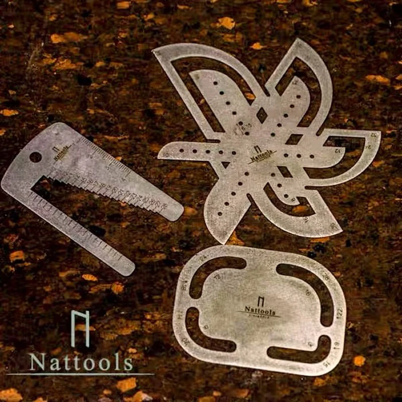 Nattools Herramienta de medición de correa de reloj de acero inoxidable Plantilla de plantilla de medición de correa de reloj de cuero