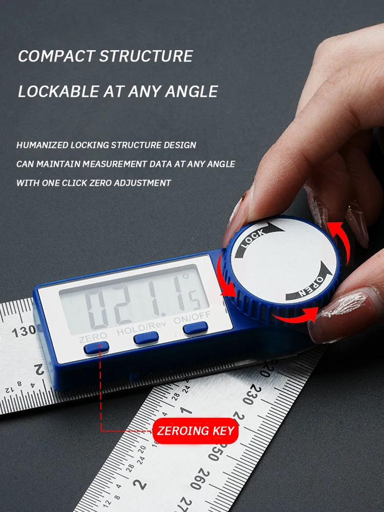 Two in One Digital Display Angle Ruler Multifunction Large Screen Display Plastic Protractor Caliper Vernier Caliper 1pc