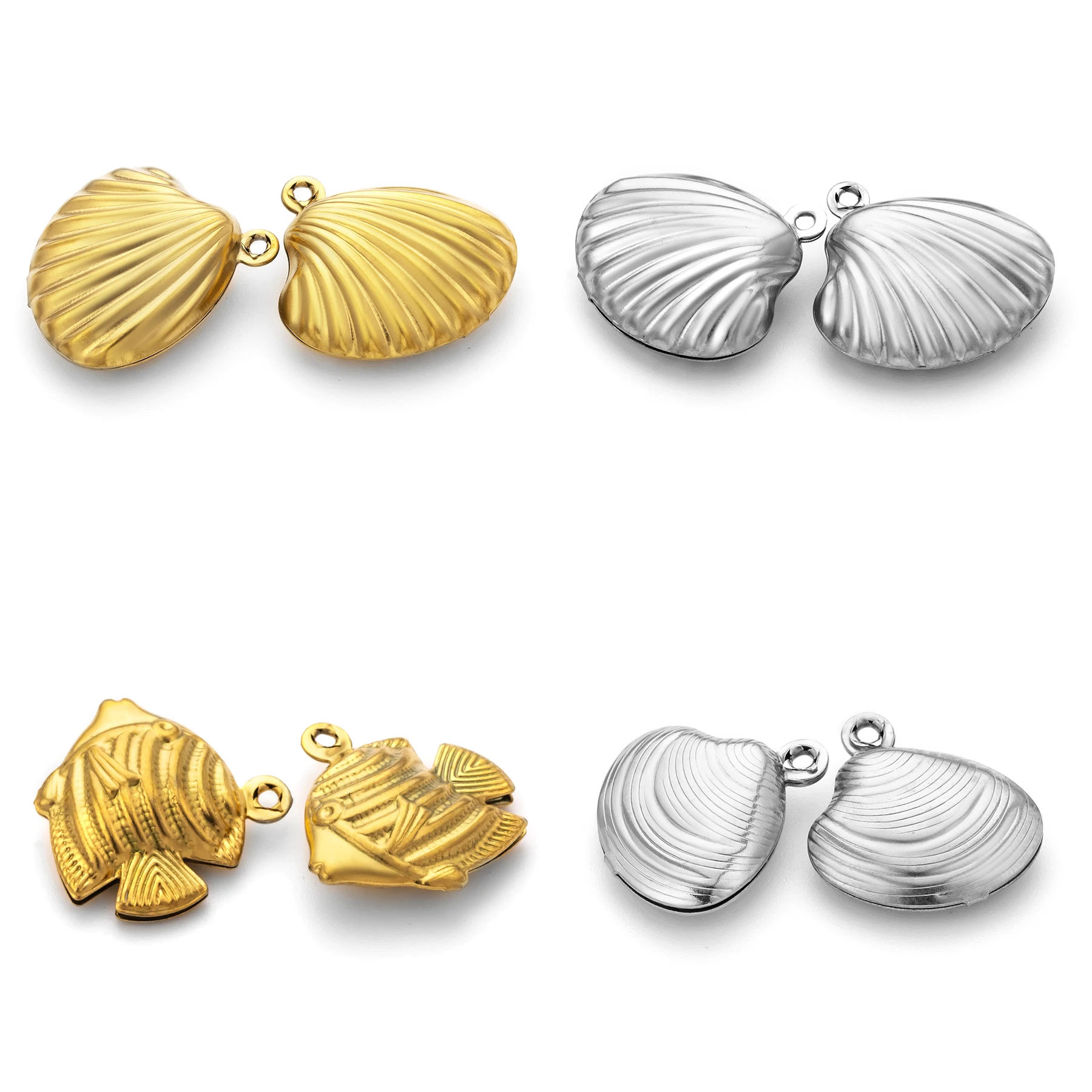 20 Stück/Set Edelstahl Hohlschalen-Fisch-Anhänger Meeres-Tier-Anhänger für DIY-Schmuckherstellung – Detail 4