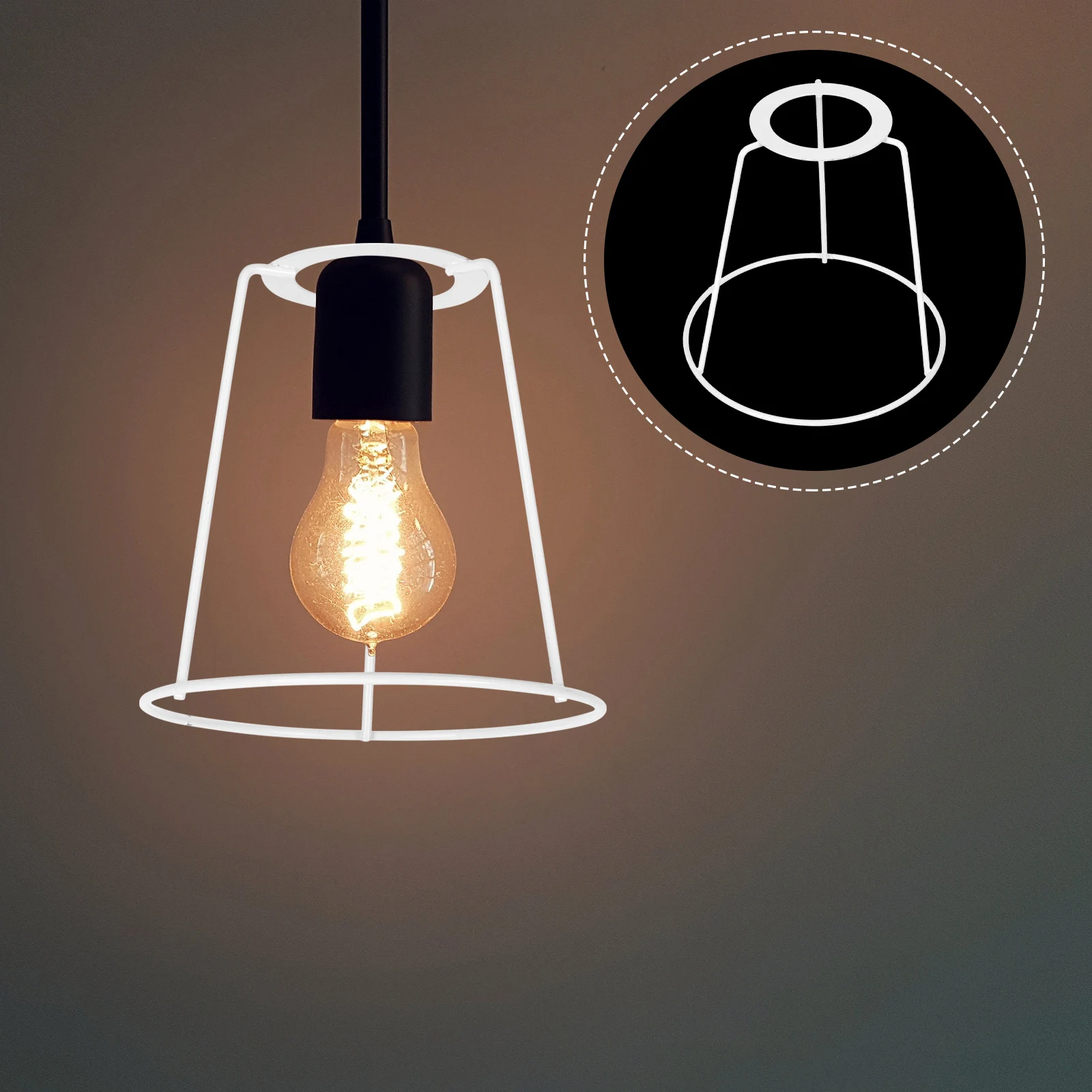 

Iron Lamp Shade Ring Set Diy Wire Frame For Wall Desk Lamps Durable Drum Vintage Style E27 Base Green Light Cage Guard
