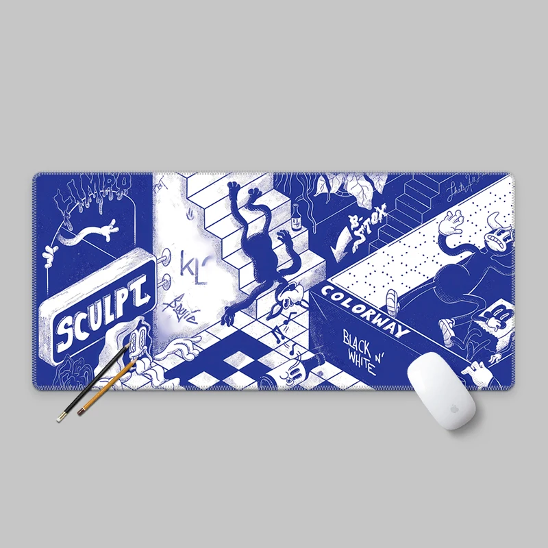 

Blue Mouse Pad Kawaii Mousepad Gaming Laptop Office Carpet Keyboard Mechanical Stitched Edges Rubber Base,for Home Office