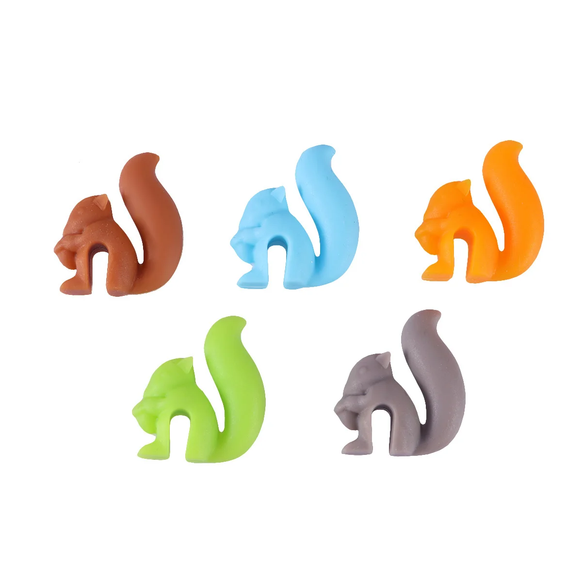 

10 pcs Wine Marker Food Grade Silicone Squirrel Shape Non-Slip Glass Identifier For Parties Cocktail Dinner Use Silicone Red