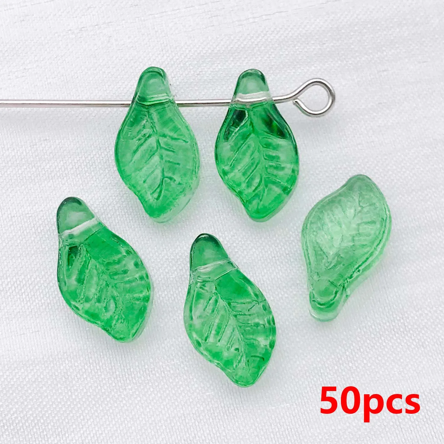 50 stuks 7*12mm Kleurrijke Glazen Blad Spacer Kralen, Losse Kralen voor DIY Armbanden Kettingen Oorbellen Sieraden Maken Accessoires