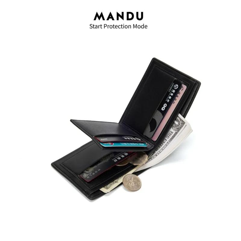 الرجال تتفاعل حجب الأعمال المحفظة سعة كبيرة باليد محفظة نسائية للعملات المعدنية متعددة فتحة حامل بطاقات التعريف الشخصية الجلود Billeteras Hombre #5