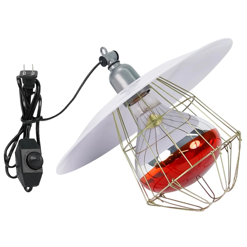 Heating lamp net cover set farm brooding heating lamp piglet warming bulb temperature adjustable heating lampshade