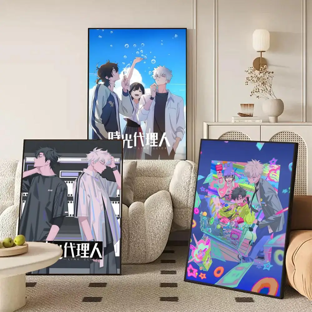 Anime L-Link C-Click Poster Waterproof Self-Stick Wall Art Stickers, Removable Wall Decor for Living Room and Bedroom
