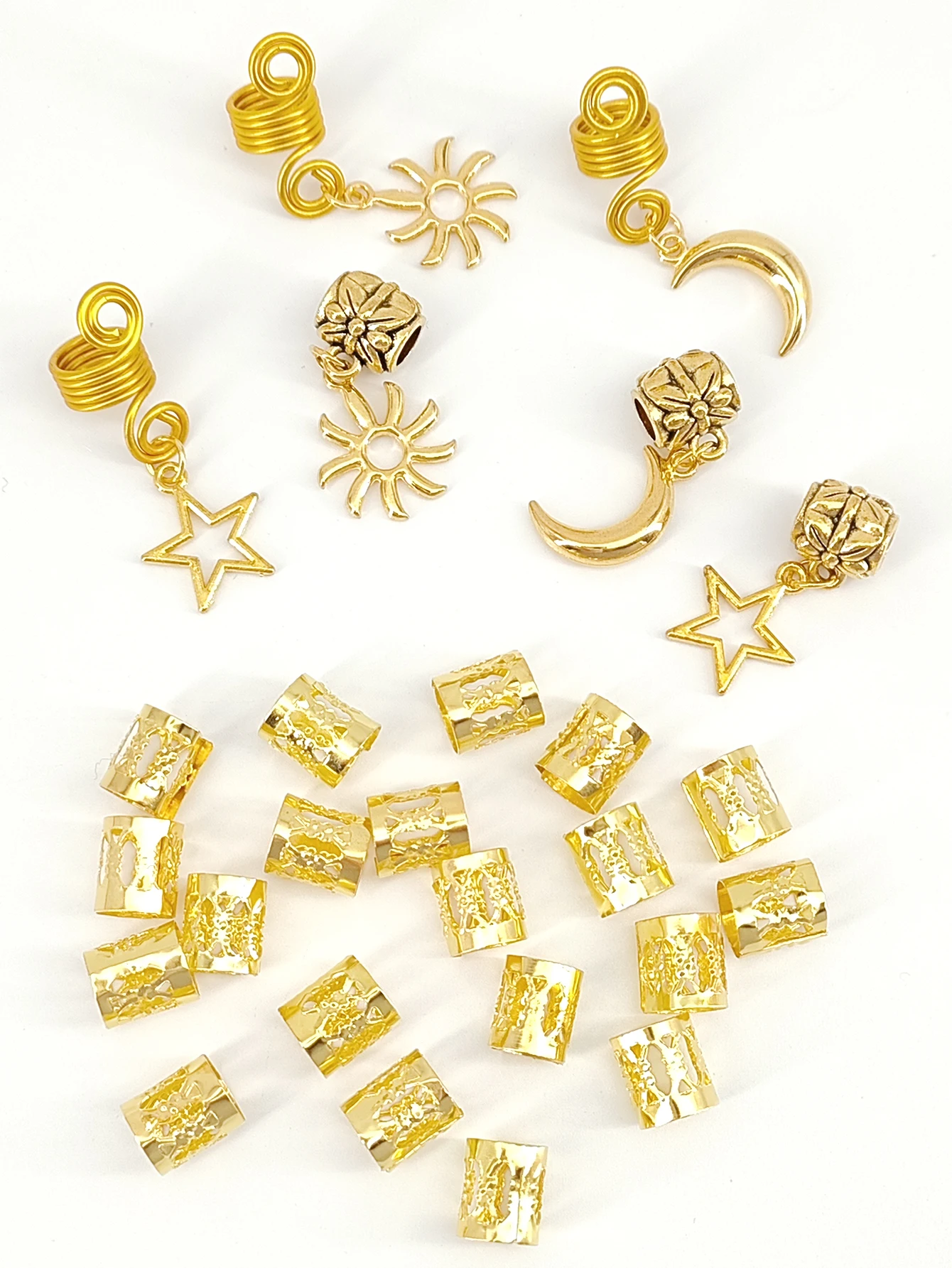 26 قطعة حلقات الشعر Dreadlock الأصفاد قابل للتعديل كليب ضفائر شعر الضفائر القذرة حبة دبوس الشعر إكسسوارات الشعر أغطية الرأس للنساء الفتيات #6