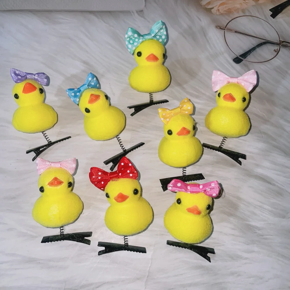 

10pcs Hair Styling Tool Little Yellow Duck Hairpin Cartoon Spring Hair Clip Bowknot Cute Headdress Hair Accessory