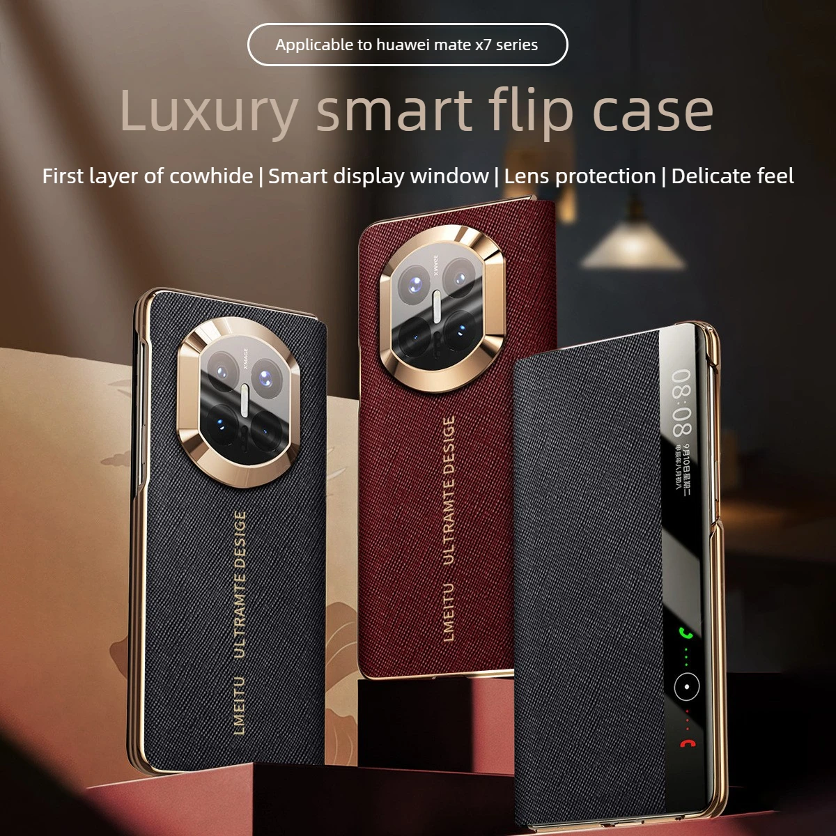 

Новый чехол-флип из натуральной кожи класса люкс для Huawei Mate X7 с узором кросс-пэтерн, обеспечивающий всестороннюю защиту