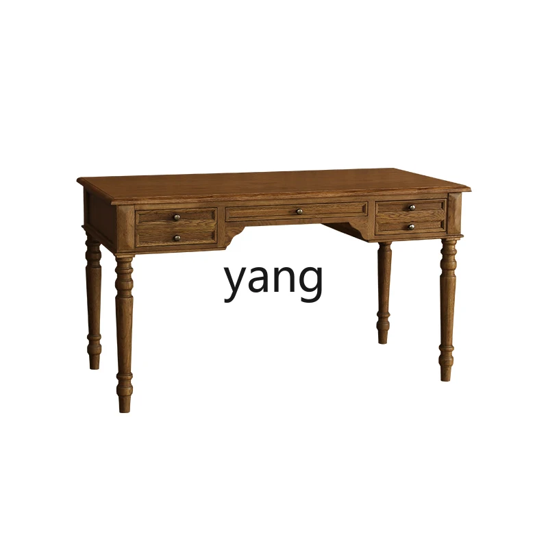 

LMM European oak desk three pumping desk retro pastoral study computer desk
