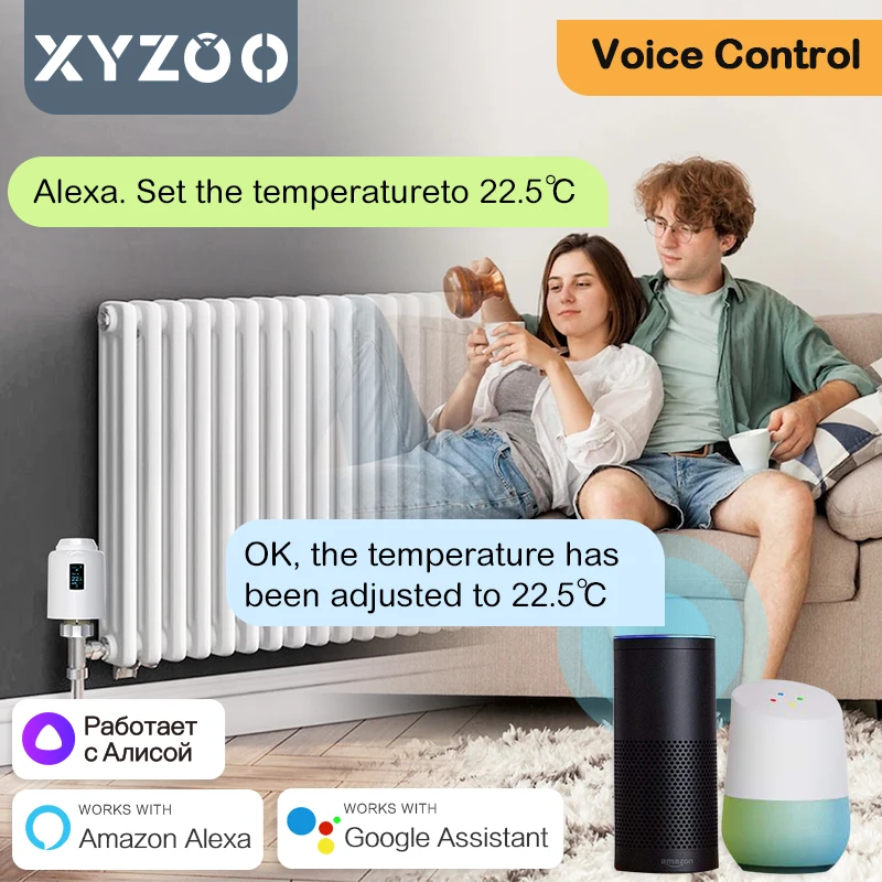 Tuya Smart ZigBee Thermostatic Radiator Valve TRV Radiator Programmable App Remote Temperature Controller with Alexa Google Home