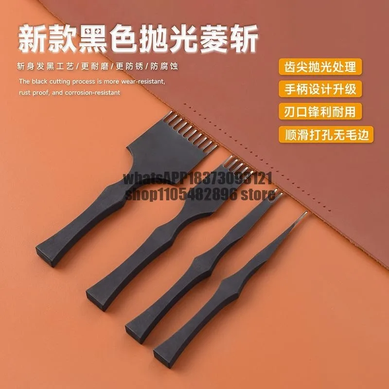 New black polished chop diamond-shaped hole threading suture anti-oxidation DIY six rhombus chop manual process punching