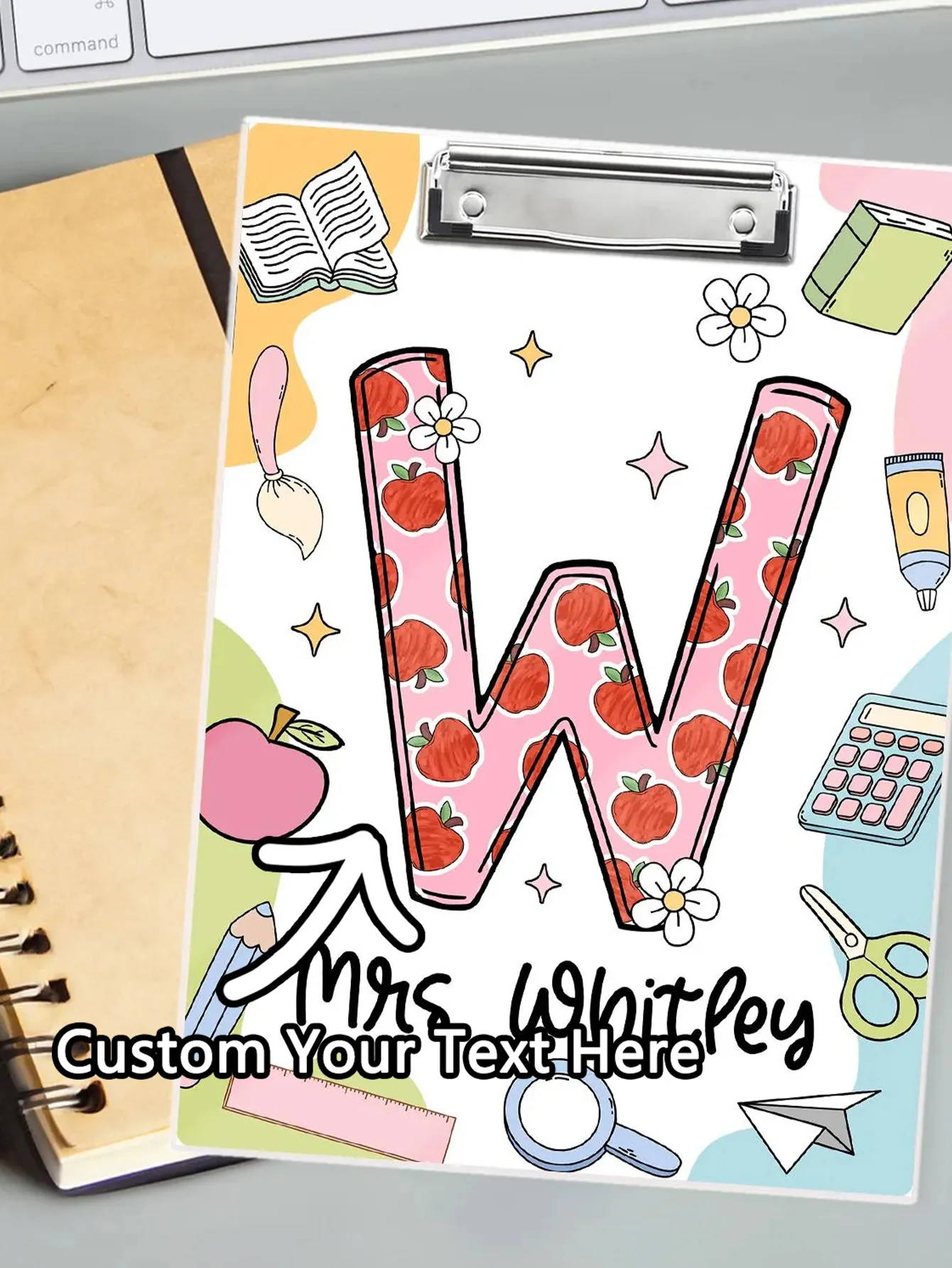 1PC Custom Folder - Personalized PMMA Transparent Pop Art Vibrant Laser Engraved Name, Title & Beautiful Letters  Gift