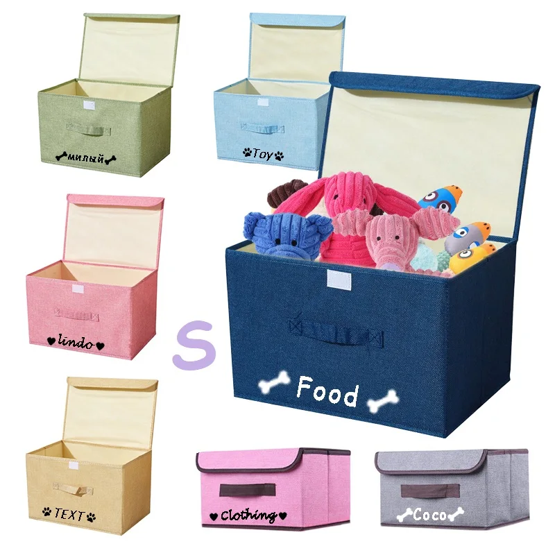 Dog Storage Basket Personalized Folding  Pet Toy Storage Box Free Print Name Paw Cat Clothes Shoes With Lid Custom ID Pet Bin