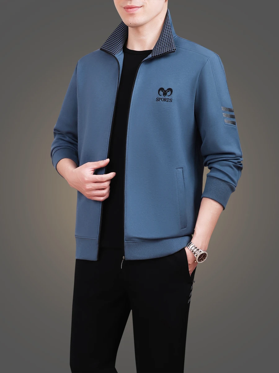 

Мужской спортивный костюм для мужчин среднего возраста: повседневный комплект из двух предметов (футболка и брюки) для осени, с длинным рукавом