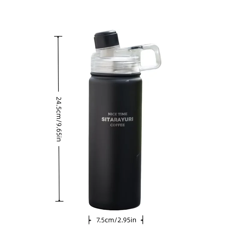 600ML Stainless Steel Dual Drink Insulated Water Bottle, Minimalist Magnetic Lid with Carry Loop, Portable for Outdoor Sports