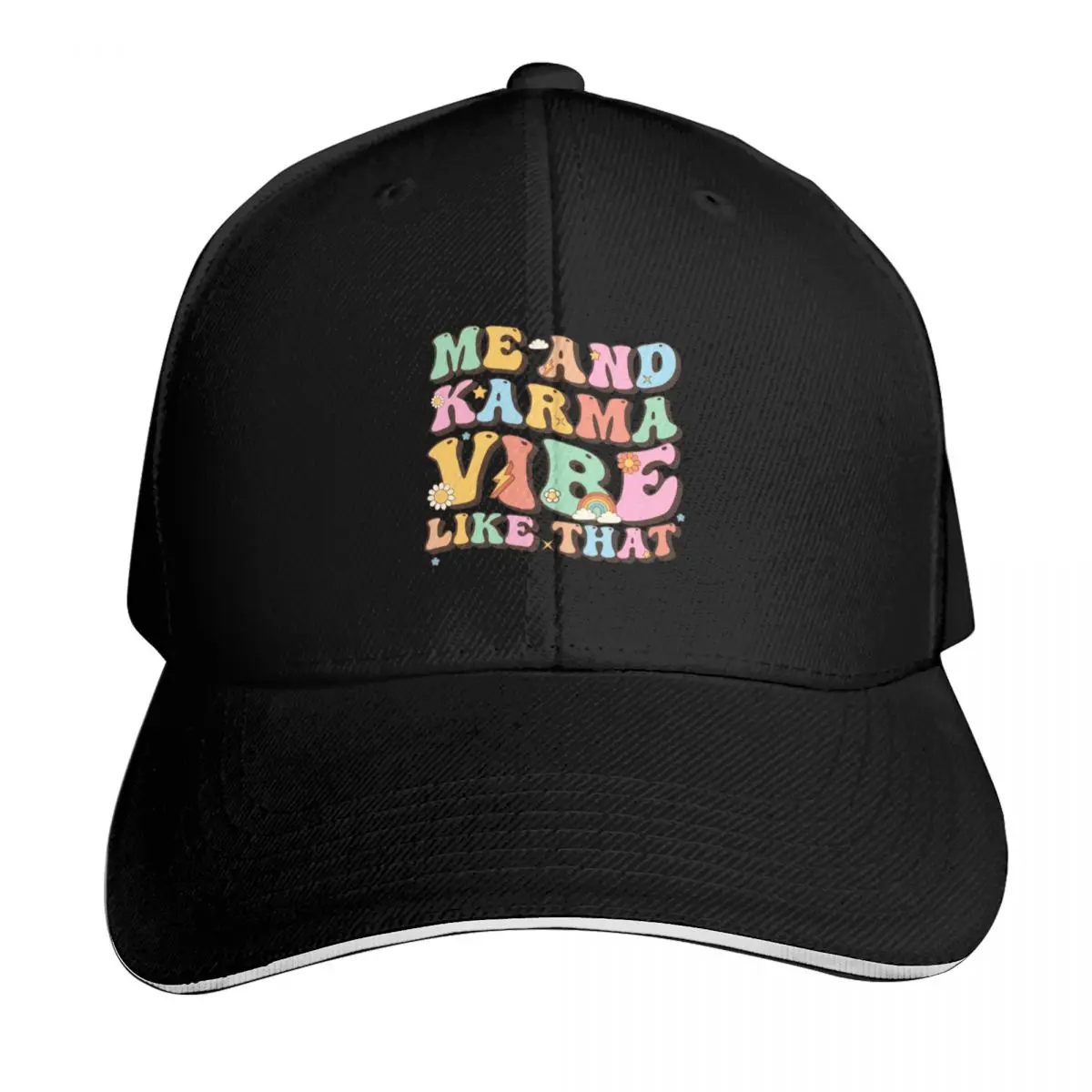 Funny Me And Karma Vibe Like That Groovy Lover Hippie Boho Baseball Cap Men Women Casual Summer Sport Sun Cap