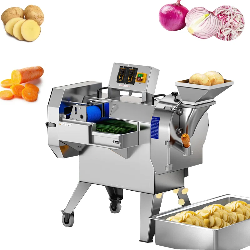 500/KG/H Gemüse- und Obstschneidemaschine, Kokosnuss-Schneidemaschine, Würfel- und Zerkleinerungsmaschine, Doppelkopf-Karottenschneider