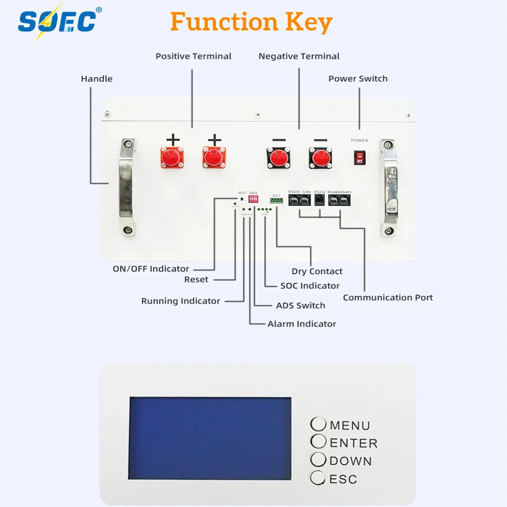 SOEC 5KWH 10KWH Powerwall 48V 100Ah 200Ah Lithium Battery RS485 CAN 15 Parallel for Solar Off and On-Grid System