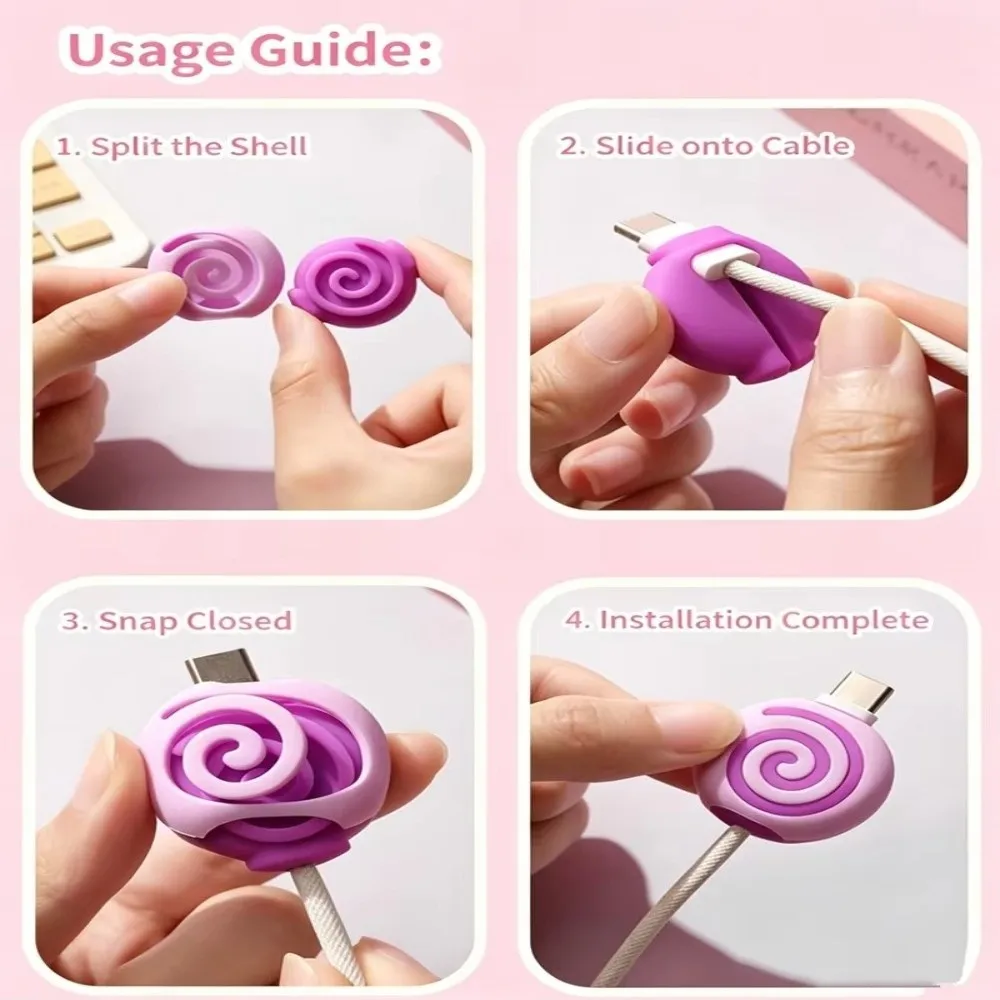2Pcs New Cartoon Cable Protector Anti-Break Flexible Cord Organizer Decorative Silicone Cable Saver