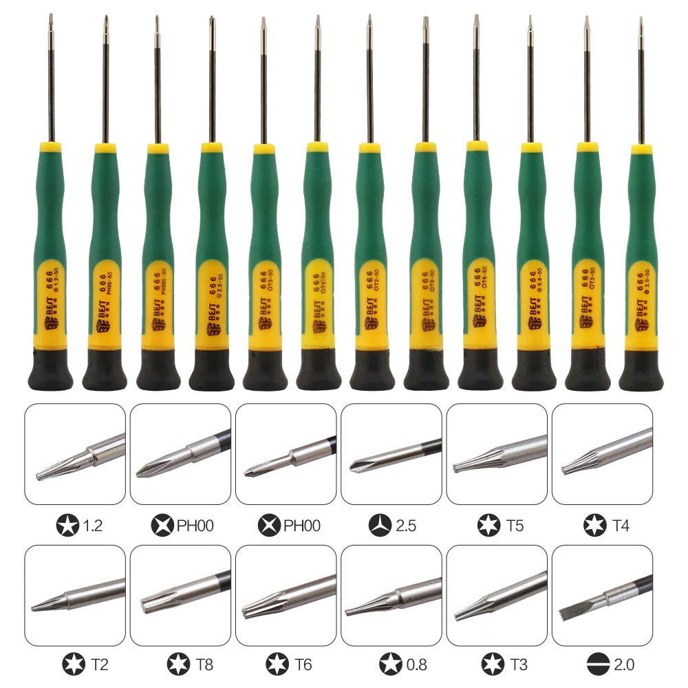 12Piece Magnetic Screwdriver Set Phillips Flathead Torx Screwdriver for Eyeglasses/ Watches/ Computers/ Laptops/ Phones