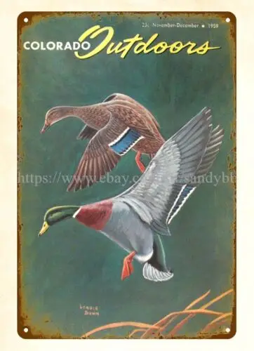 1959 Colorado Outdoors Mallard Ducks metal tin sign decorative metal wall art