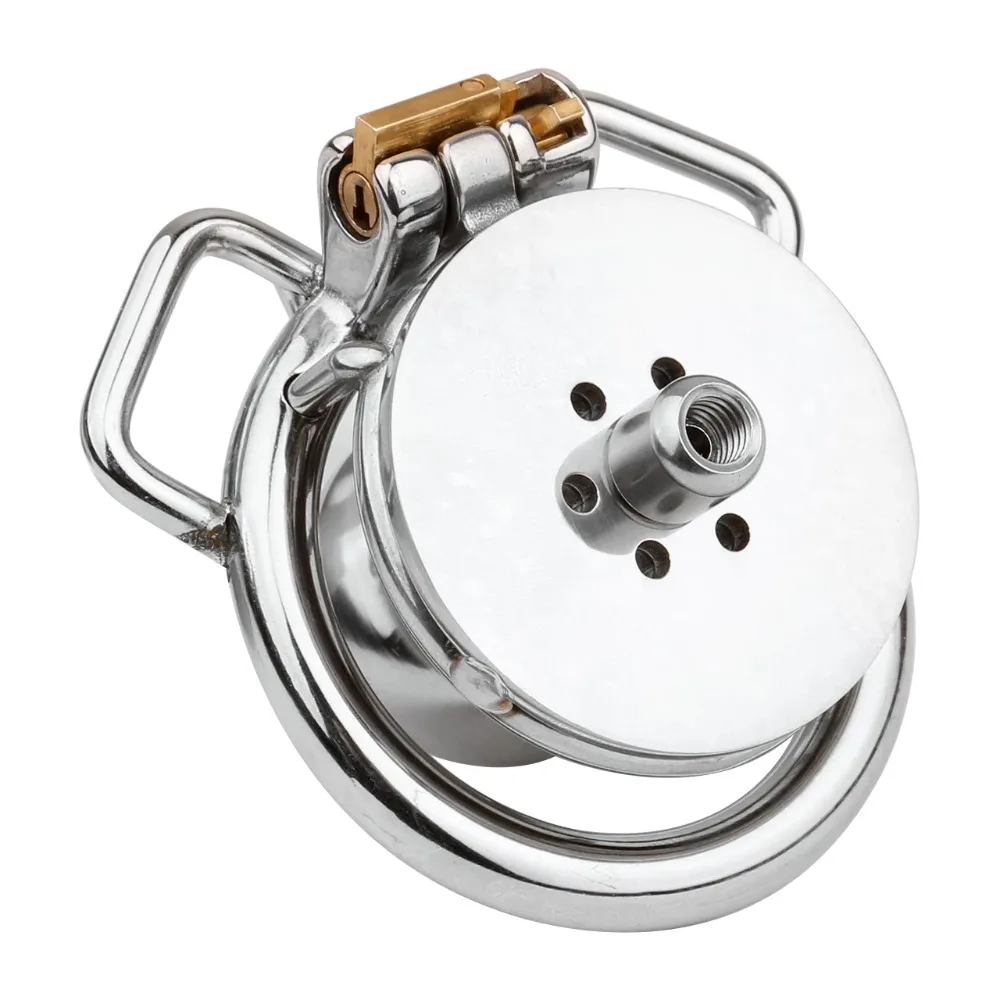 Urethral Inverted Negative Male Chastity Lock Flat Cock Cage with Detachable Realistic Dildo BDSM Adult Game Sex Toys for Men - view 5