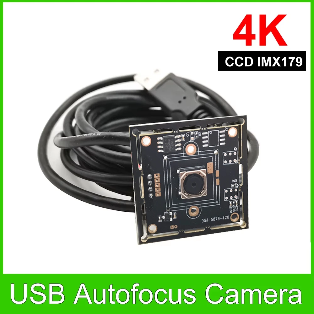 Módulo de cámara de enfoque automático USB 4K 8MP Sensor CCD IMX179 lente sin distorsión UVC OTG Plug and Play para adquisición/enseñanza de imágenes