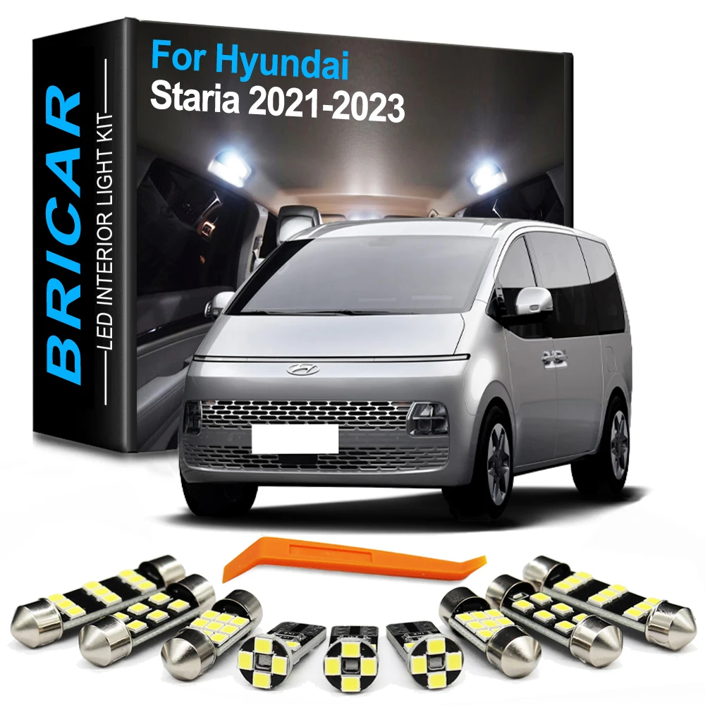 Brlcar 10Pcs LED Interior Bulb Light Kit For Hyundai Staria 2021 2022 2023 Canbus Car Indoor Sunvisor Door License Plate Lamp