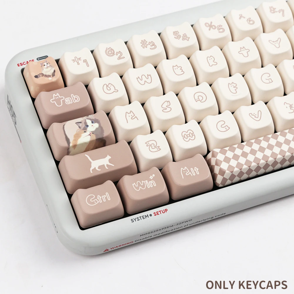 USLION 144 Keys MAO Profile Customized Cute Cat Head Theme Keycaps PBT Thermal Sublimation Key Caps Set for Mechanical Keyboard