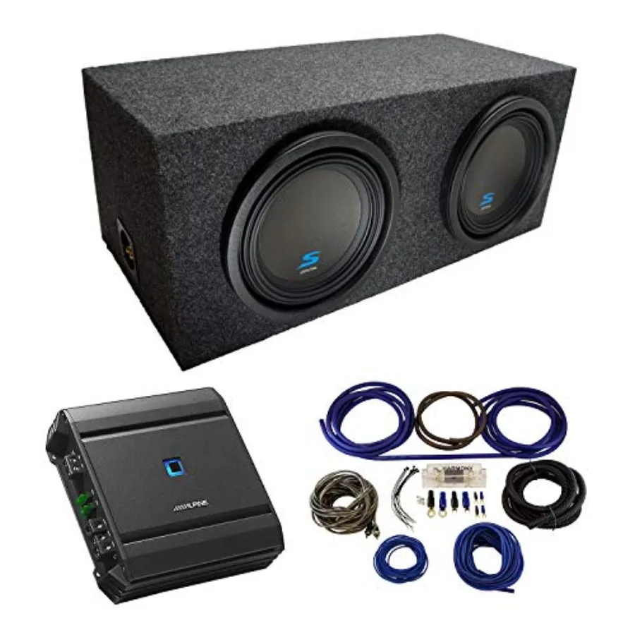 

Car audio subwoofer enclosure: sealed dual 10 rearfire box for universal fit, MDF construction, black finish, optimized for Alp