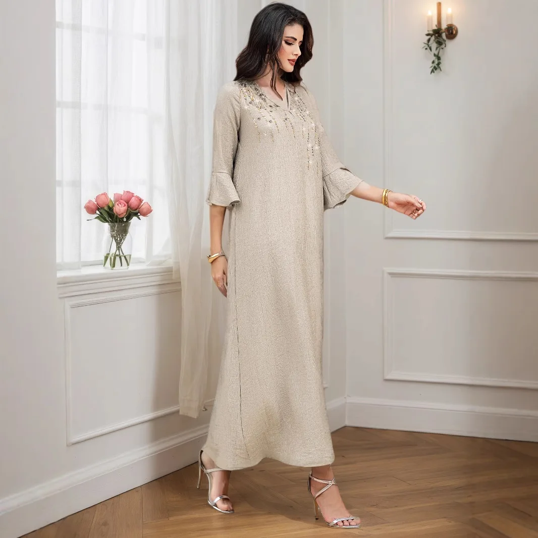 

Muslim Women Diamond Evening Party Dress Dubai Abaya Turkey Kaftan Eid Djellaba Islam Clothing Kebaya Caftan Marocain Femme Robe