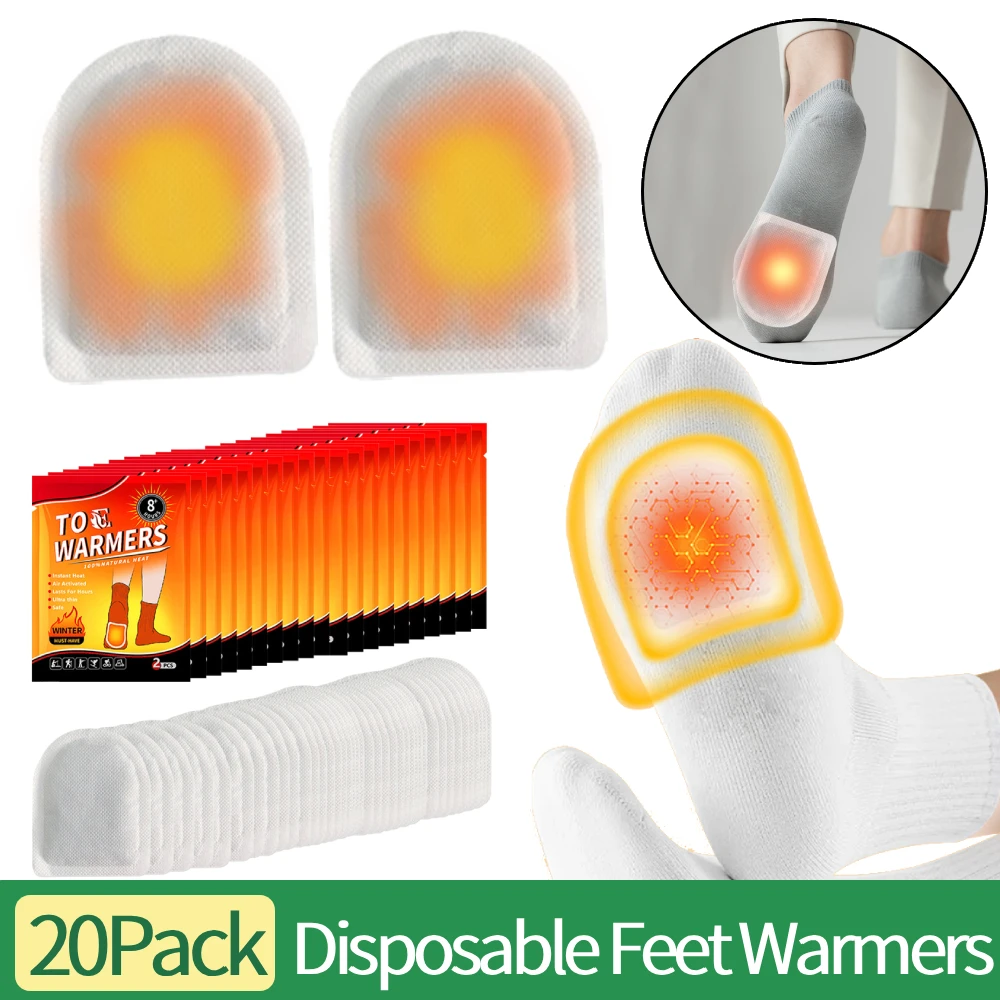 

20 Pair Toe Warmers Easily Apply with Adhesive Foot Warmers Disposable Feet Warmers Heat Pads for Outdoor Hiking Skiing Sports