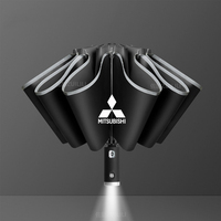 Car Led Light Automatic Folding Windproof Sunshade Umbrella For Mitsubishi Outlander Pajero Asx L200 Ralliart Lancer Evolution X
