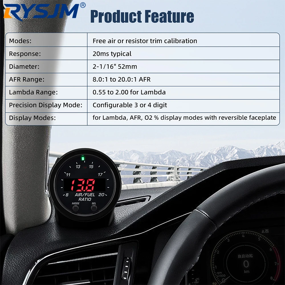 

52mm 0258017025 Oxygen Sensor AFR Controller Gauge 30-4110 30-0300 X-Series Wideband O2 Air Fuel Ratio Gauge Kit LSU 4.9