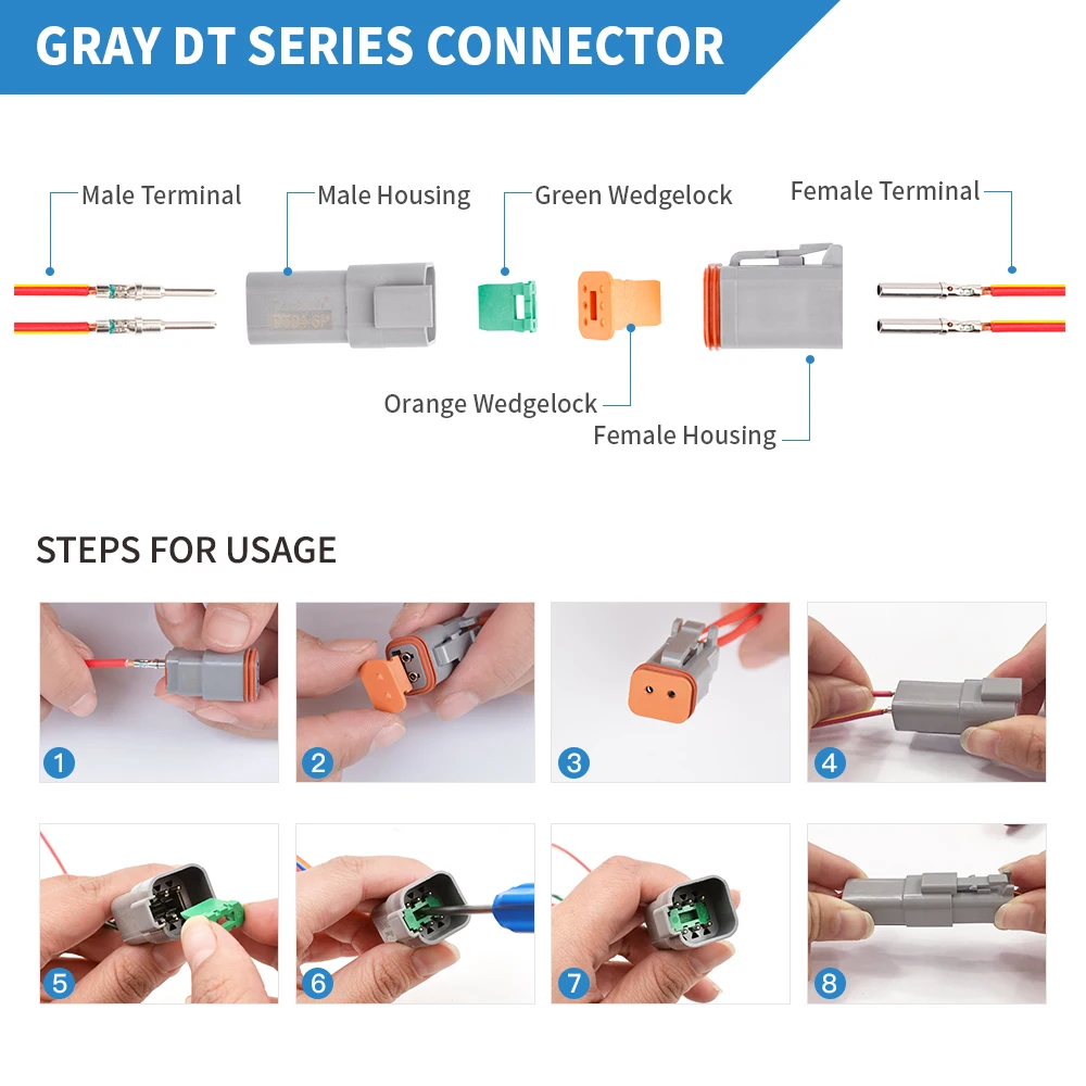 Imagem -05 - Jrready St6309 Deutsch Conector Kit em 2346812 Pinos com Terminais Sólidos 12 Conjuntos Pinos Conector Droken Chave Extractor Kit