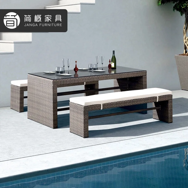 

Уличный комплект мебели из ротанга: стол для бильярда и стулья для террасы, сада, двора виллы; диван-кабина; длинный стол для отеля/гостевого дома.