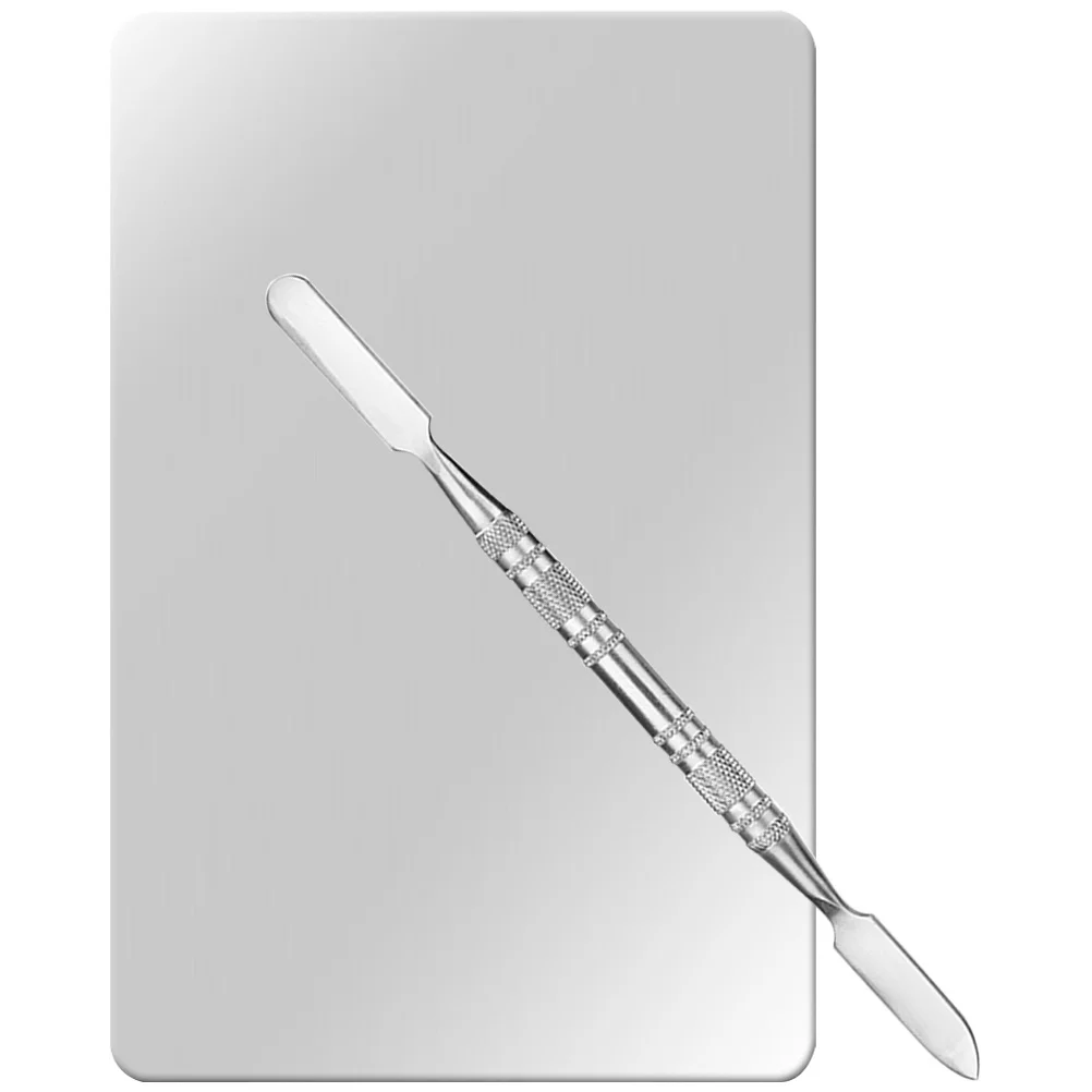 

1Set Professional Stainless Steel Makeup Plate for Foundation Eyeshadow Nail Pigments Mixing Easy to Use and Clean Spatula